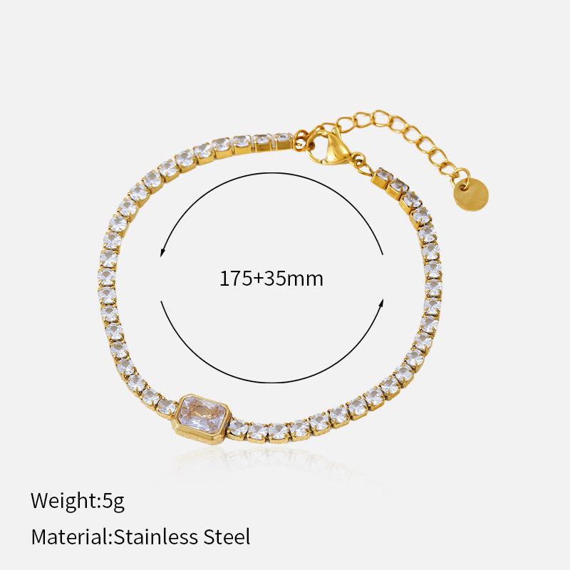 Diamond Inlaid Minimalist Stainless Steel Bracelet For Women Luxury Premium 18K Gold Tarnish Free Titanium Steel Jewelry
