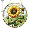 Подсолнух Закат Горы Пейзаж Ловец Солнца Витражное Круглое Акриловое Подвесное Украшение Подходит для Окна Ловец Солнца Двери, Украшение на Четыре Сезона
