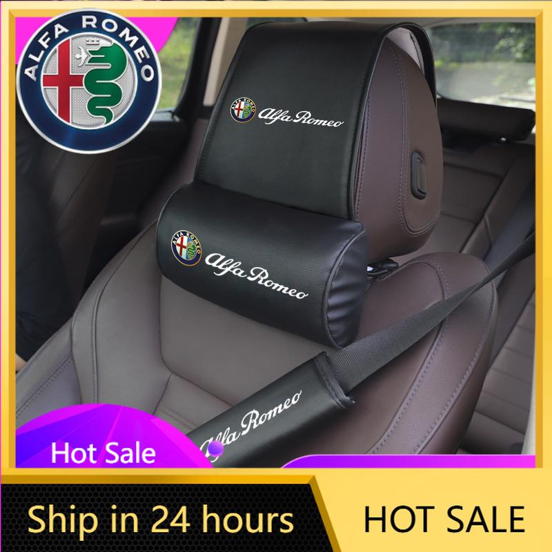 Car Stickers For Alfa Romeo Car Leather Headrest Pillowcase Seat Belt Shoulder Pad For Alfa Romeo 4C 159 Spider Giulia Giulietta