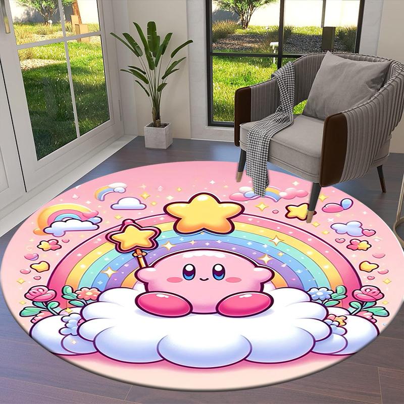 1pc Kawaii Rainbow Star Round carpet, Made of Polyester,Perfect for Decorating Office Chairs, Living Rooms fplt035