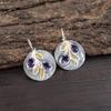 Iolite Gemstone Earrings, 925 Solid Sterling Silver Jewelry, Handmade Antique Earrings Jewelry Gift For Mother Earrings