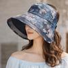 Fashion Adjustable Flower Empty Top Cap Polyester Breathable Anti-Sun Fisherman Hat Mesh Leaf Large Brim Sun Hat Leisure