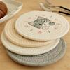 Rattan Coasters Durable Insulation Cat Pattern Unique Design Insulated Cat Pattern Placemat Tea Ceremony Bowl Mat Cup Mat
