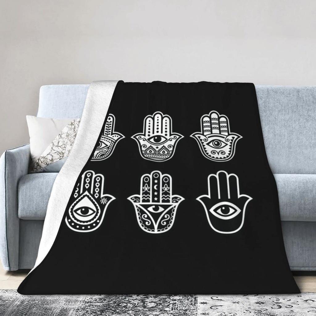 Evil Eye pattern digital-printed polyester Bedroom velvet flannel cover blanket Fleece soft sofa cover blankets for beds