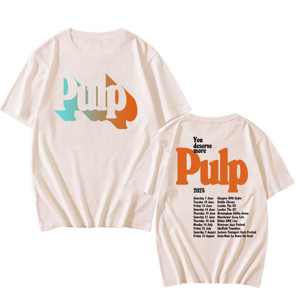 More 2025 Tour TShirt Black Pulp Rock Band Live Date Tshirts Summer Short Sleeve Cotton T Shirt for Male Hip Hop Grunge Men Tee
