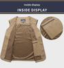 Extra Large Collarless Cotton Vest with Multiple Pockets for Spring/Autumn Outdoor Workwear