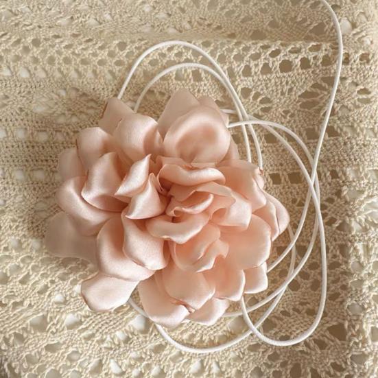 Ожерелье-чокер в стиле ретро с цветком, однотонное элегантное ожерелье с регулируемым воротником на шнуровке