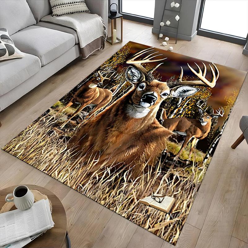 1PC Deer Hunting Anti-slip carpet, suitable for Office, bedroomand playrooms. It can also be used as a sofa footrest cover-W34