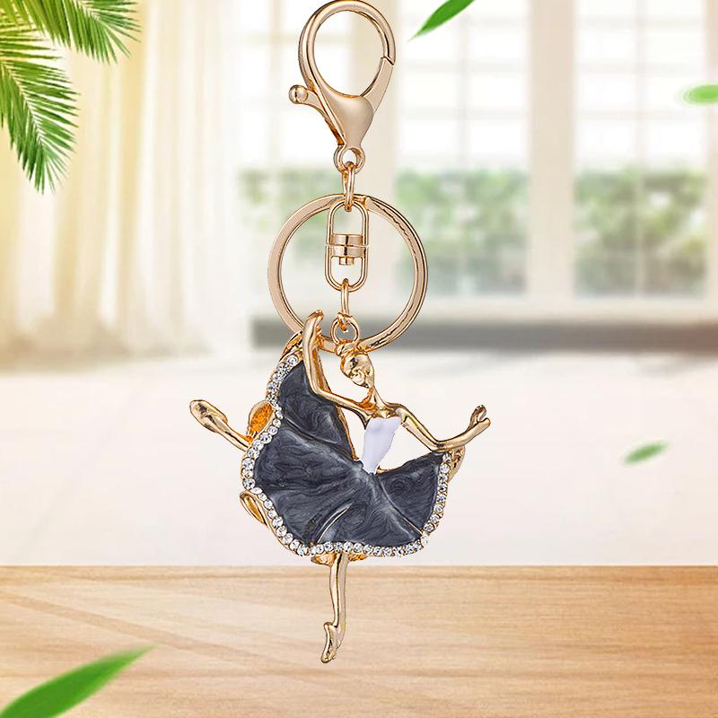 1шт кулон в виде балерины, элегантные ключи, аксессуары для автомобилей, изысканный хрустальный брелок, модный цинковый сплав, балерина, брелок со стразами