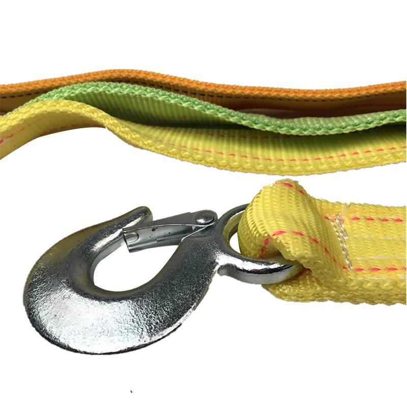 Tow Rope High Strength Double Thickened Layer 5 Ton 10 Ton Car Van Tow Truck Rope Pull Towing Strap Cable with Strong Metal Hook