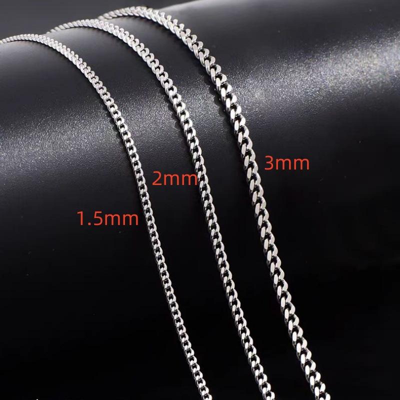 High Quality S925 Sterling Silver Necklace Cuban Link Chain Necklace Plain Curb Chain for Women Men's Daily Wear Fine Jewelry