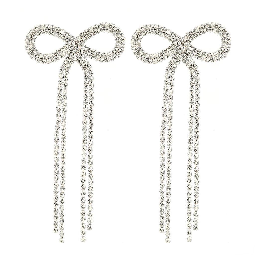 Серьги Super Flash Claw Chain Bow Tassel - Свадебные украшения из Европы и Америки