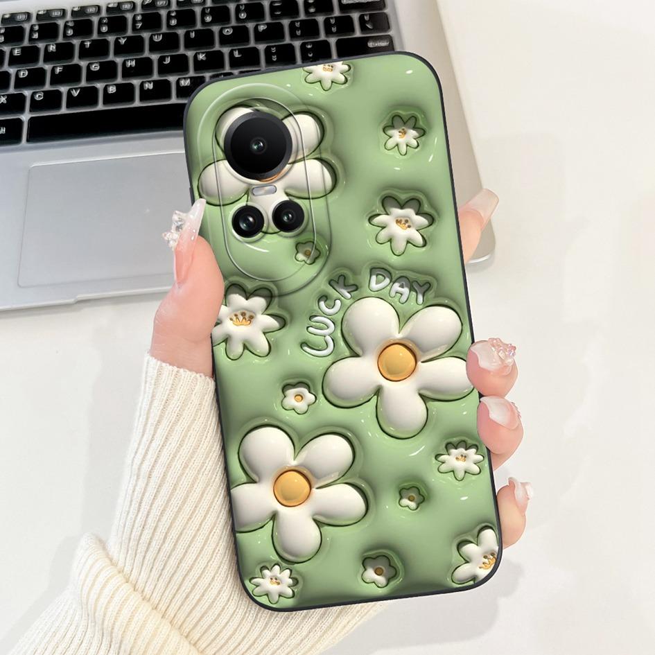 Чехол для OPPO Reno 10 CPH2531 Reno10 5G Чехол Модный Цветок Ромашки Защита Камеры Мягкий Чехол Для OPPO Reno 10 Pro CPH2525 Coque