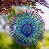 Peacock Feather Metal Wind Spinner 10 Inch Vibrant Blue Green Outdoor Decor for Garden Balcony Yard with 360 Rotating Hook Handcrafted Gift