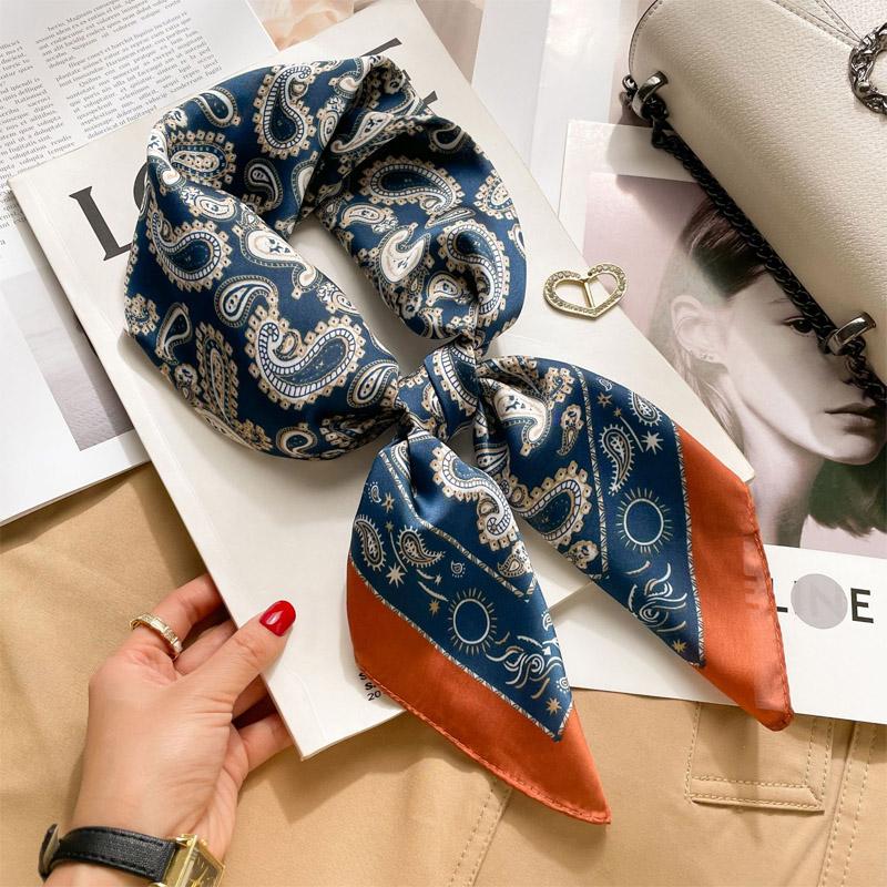 1pcs 70cm Luxury Houndstooth Printed Square Scarf For Women Silk Christian Letters Fashionable And Versatile Headscarf Scarf