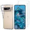 Transparent Case for Google Pixel 8 PRO and 2 Tempered Glass Films Phonillico® Screen Protector