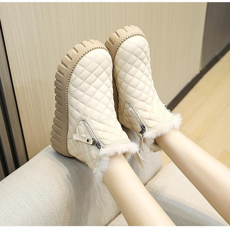 Теплые флисовые подкладки, толстая подошва, зимние женские ботинки, удобные, повседневные, с круглым носком