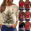 Women's T Shirt Christmas Print 3/4 Sleeve Daily Weekend Fashion Basic Round Neck Regular Top
