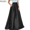 Women Casual Back Elastic Waist Loose Long Skirts
