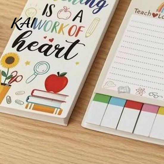 Teacher Appreciation Gifts Themed Sticky Notepads Set, Campus Theme Smooth Thick Paper Notes, Cartoon Set Creative Index Stickers Portable Book