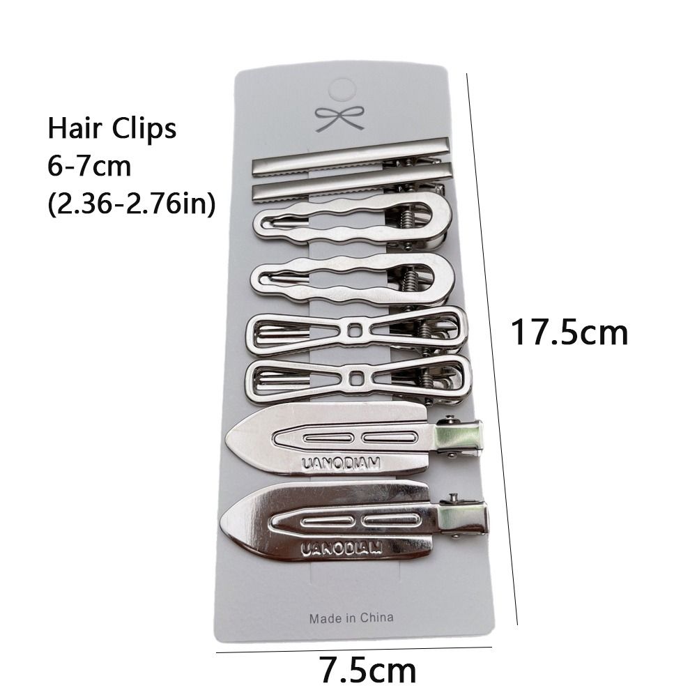 8Pcs/Set Metal Y2K Hair Clip Set Duckbill Clip Bangs Barrettes Trendy Side Clips Women Girls