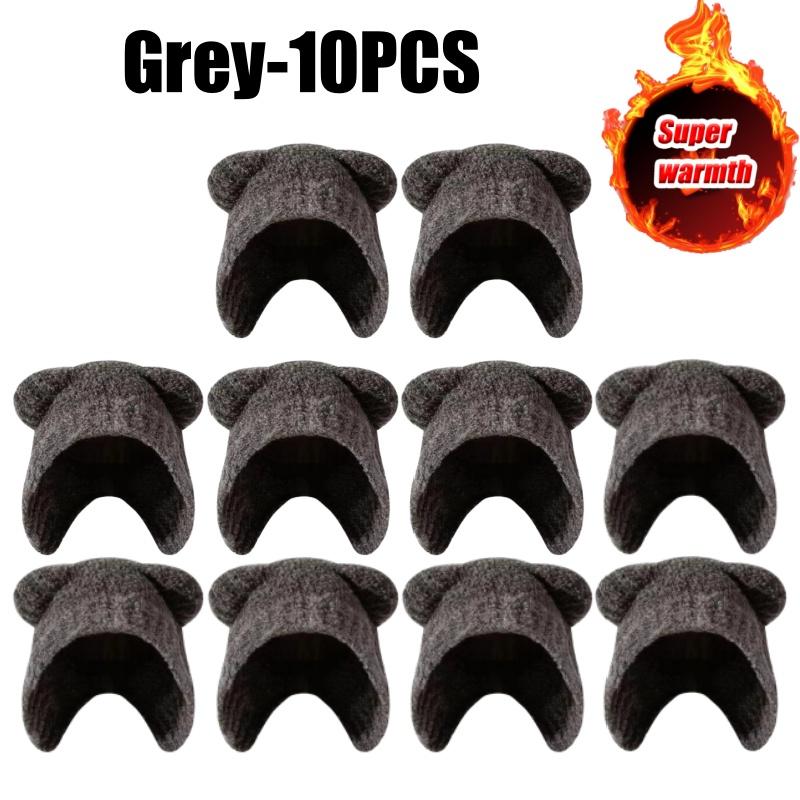 Зимняя милая вязаная шапка с медвежьими ушками в корейском стиле, теплая флисовая подкладка, шапка-бини с ушками для женщин, модная и уютная вязаная шапка