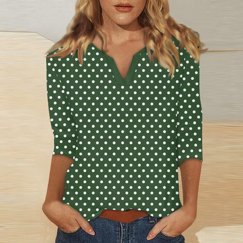 Women's Stand Collar 3/4 Sleeve Printed Top T-shirt