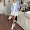 New Arrivals Open Run Women Dot Pattern Loose Fit String Hood Windbreaker Jacket