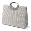 Праздничная сумка 2-в-1 с ручкой из стразов, плиссированный дизайн, серебристая [PLEX]