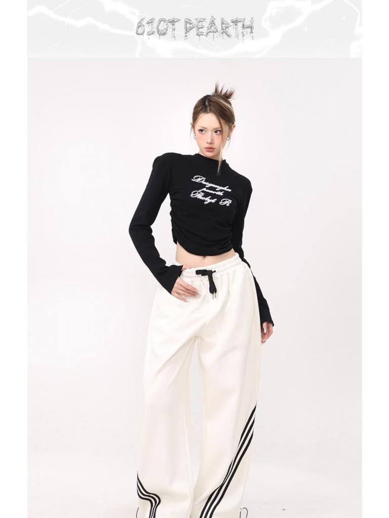 Женские летние модные широкие спортивные брюки с полосками по бокам