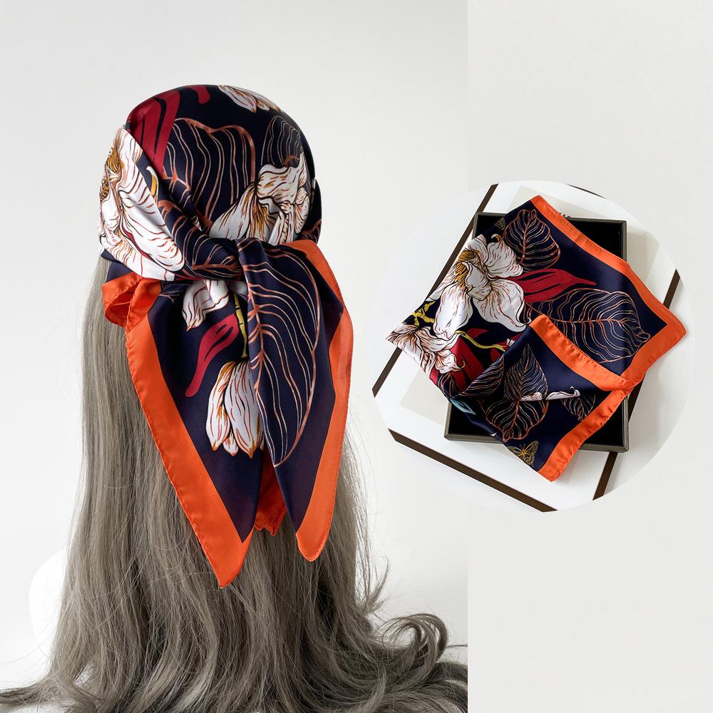 Весенне-летний атласный длинный шарф для женщин, солнцезащитная шаль, модный атласный длинный шарф для красоты, универсальный дорожный шарф