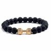 Silver Dumbbell Energy Yoga Beaded Bracelet for Men