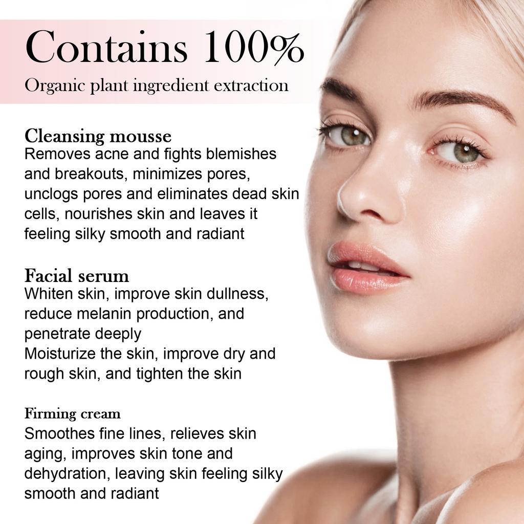 4-in-1 Facial Skin Care Essence Cream Firming & Nourishing Skin Cleanser Moisturizing Oil Control Set