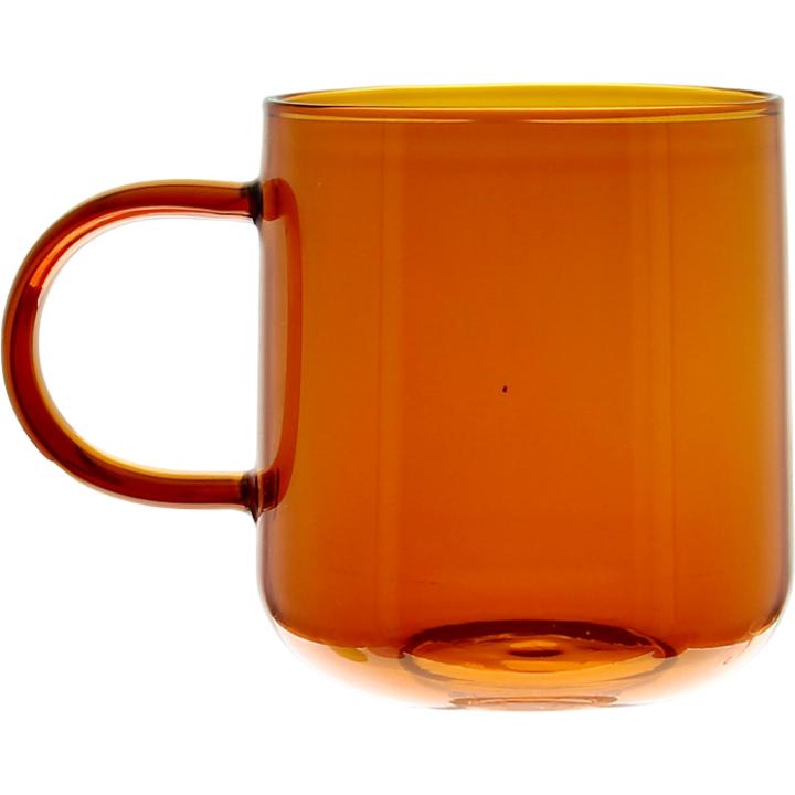 GLASS MUG FOR COFFEE AND TEA 310 ml. 8.7 cm AMBER