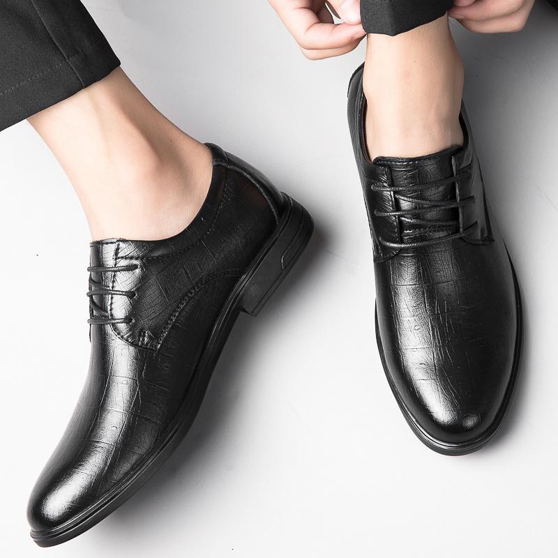 High Quality Men's New Cowhide Business Casual Leather Shoes Fashion Classic Men Black Lace Up Comfortable Low Top Men's Shoes