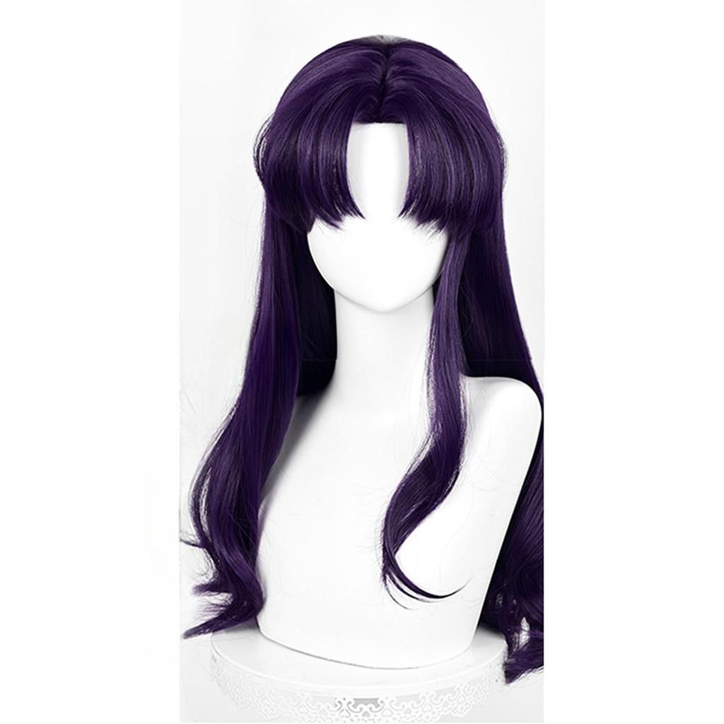 LAOBAO Misato Katsuragi Cosplay Disguise Costume Purple Long Perfect for and Events Wig, Heat-Resistant, Wig, Accessory, Hair, Curly, Parties,