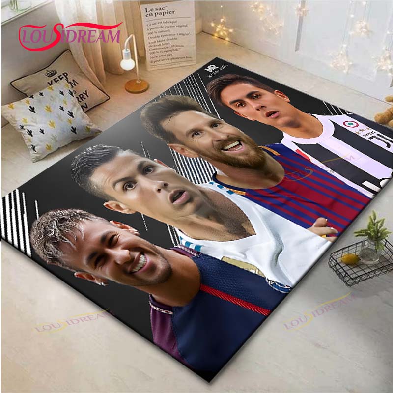 Криштиану Роналду--Месси-Неймар Ковер с принтом Гостиная Противоскользящий ковер Детская спальня Коврики Игровой ковер Большой ковер Декор