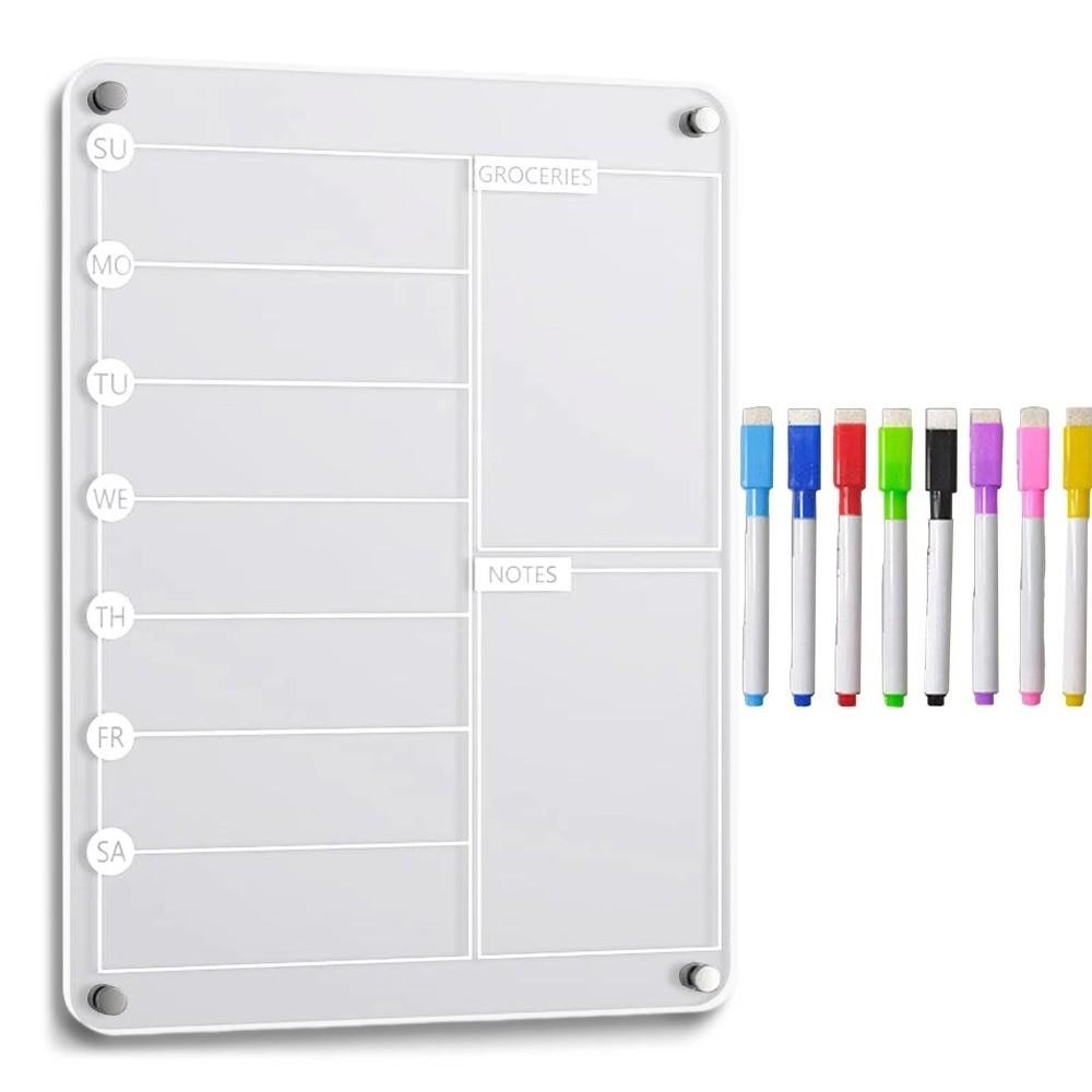 Transparent Magnetic Acrylic Weekly Planner Reusable Planning Note Board  School