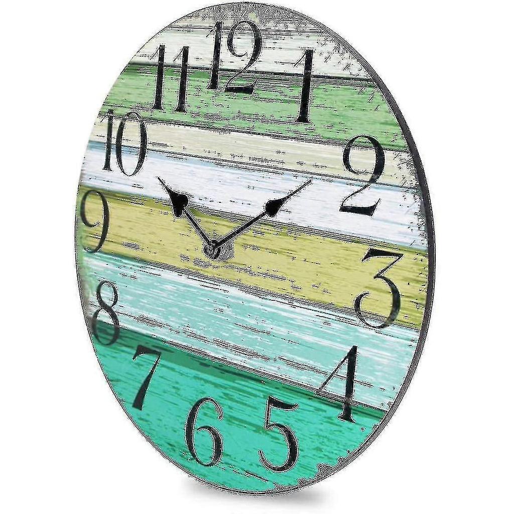 12 Inch Silent Wall Clock Battery-powered No Ticking Vintage Wooden Wall Clock - PP