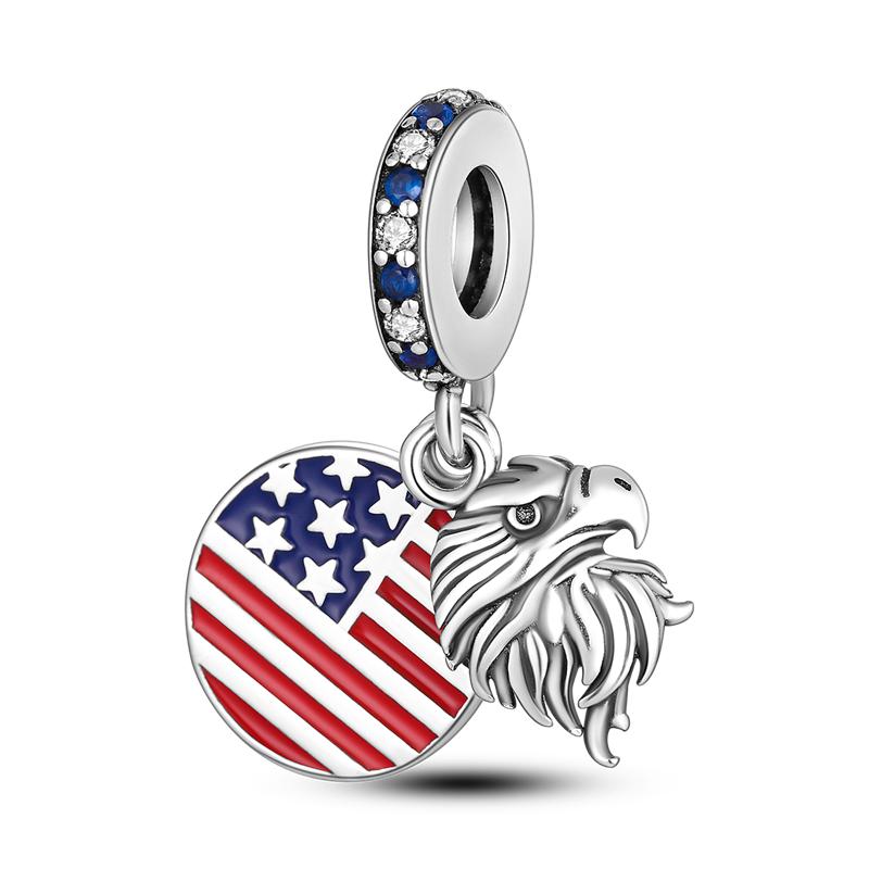 copper Eagle and America Flag Dangle copper Statue Of Liberty Charm Bead Charms Accessories Bracelets Necklaces Do It Yourself Jewellery