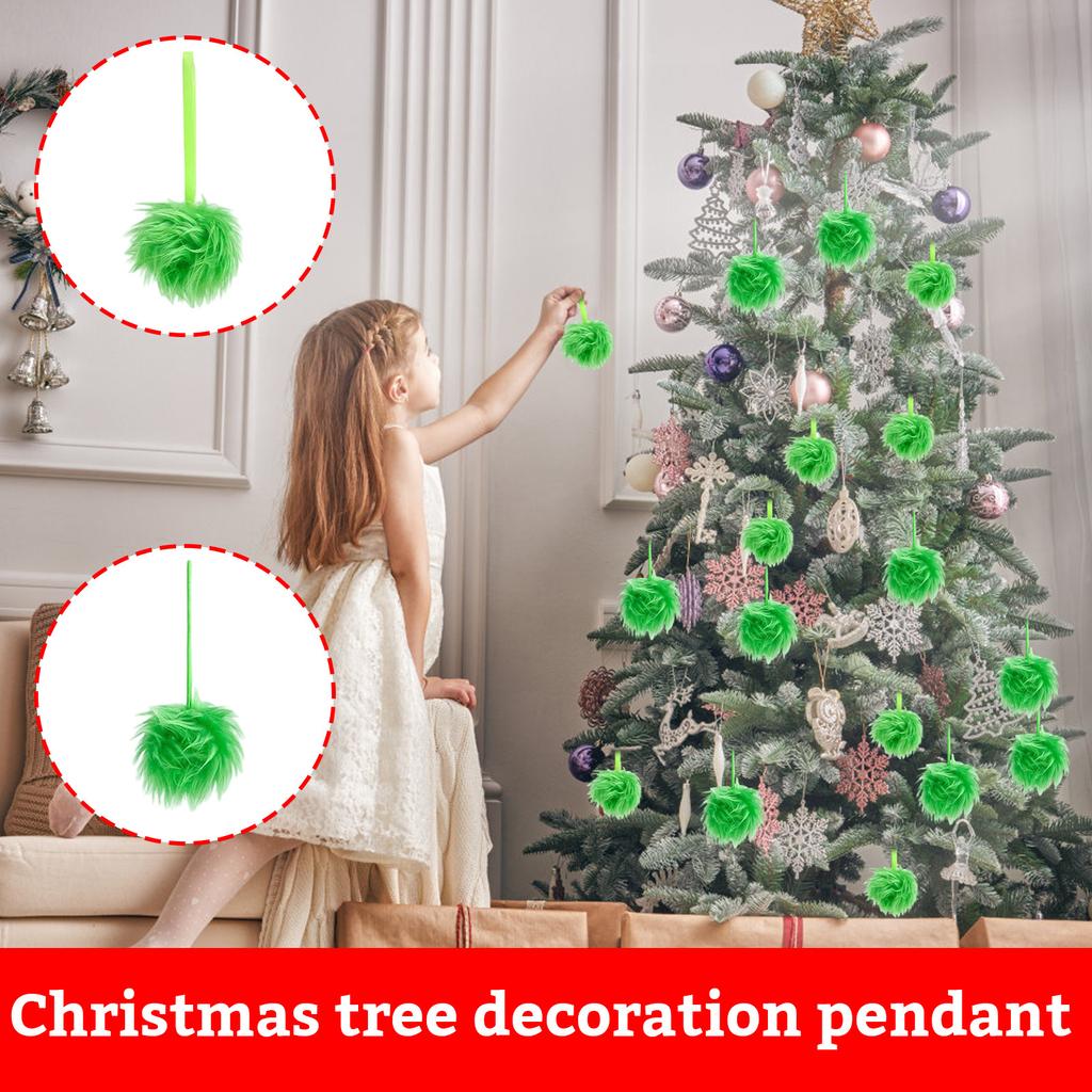 Рождественский ролл пучок волос подвеска флуоресцентный зеленый имитация мехового шарика Хэллоуин фестиваль Гринтаун зеленый декор