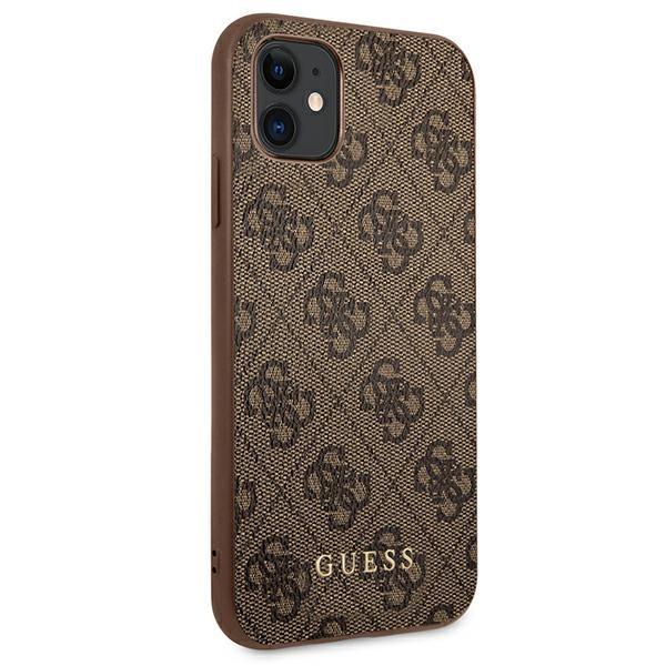 Guess Guhcn61G4Gfbr Iphone 11 / Xr 6,1Brown/Brązowy Twarde Etui 4G Metalowe Złote Logo