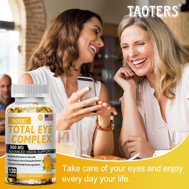 Total Eye Complex Capsules 860mg, Lutein & Zeaxanthin Bilberry Extract, 120CT, Vegan Non‑GMO Gluten‑Free