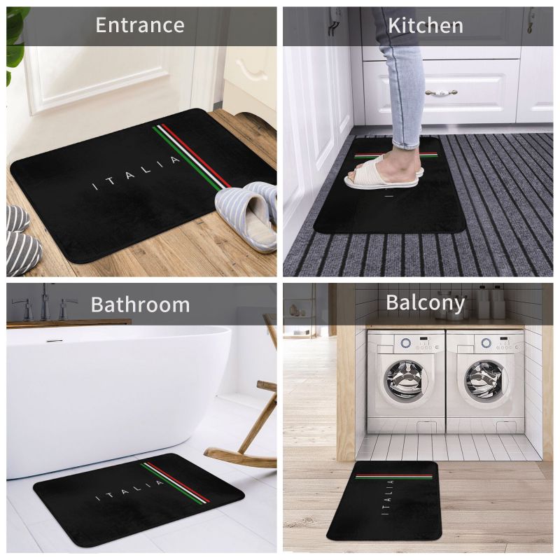 Flag of Italy Floor Mat for Front Door Personalized Door Mat Non Slip Kitchen Bathroom Carpet Rug Home Office Decoration