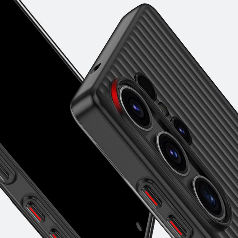 Подходит для чехла мобильного телефона Samsung S25Ultra, рифленый узор с ощущением кожи S24plus, магнитное крепление, металлическая кнопка, нежелтеющий чехол.