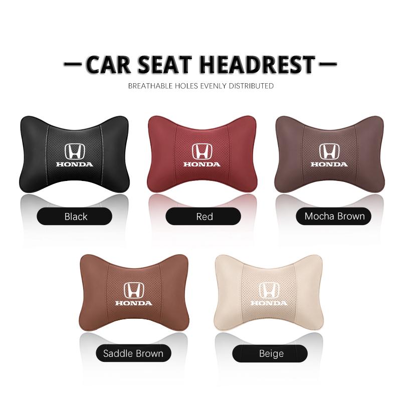 1Pcs Pu Leather Car Neck Pillow Auto Emblem Headrest For Honda Civic Accord Crosstour Spirior Odyssey Avancier UR-V Elysi Key