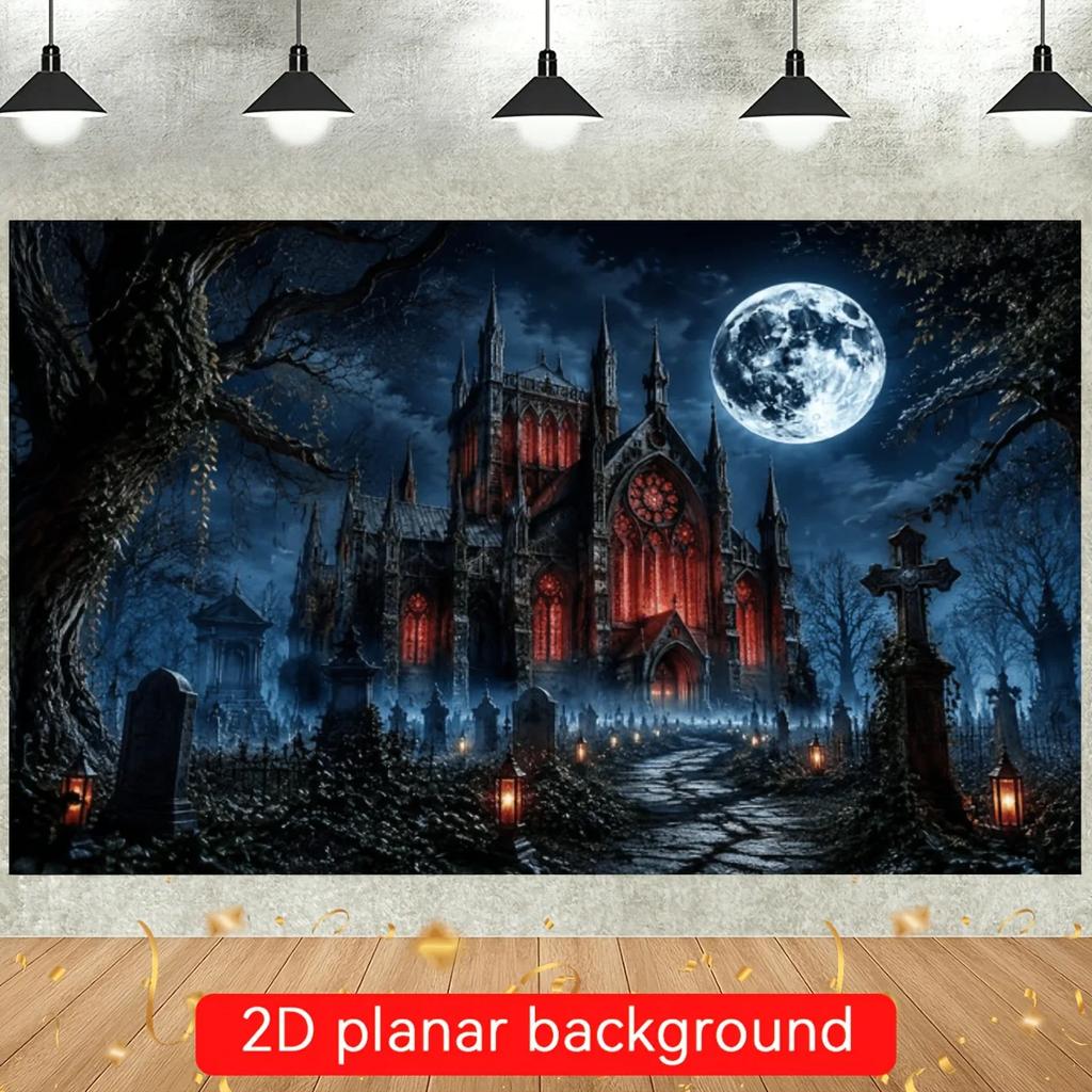 2D planar flag, 2D plane - 1 piece of 2D flag - Gothic style Halloween-themed backgroundzyc