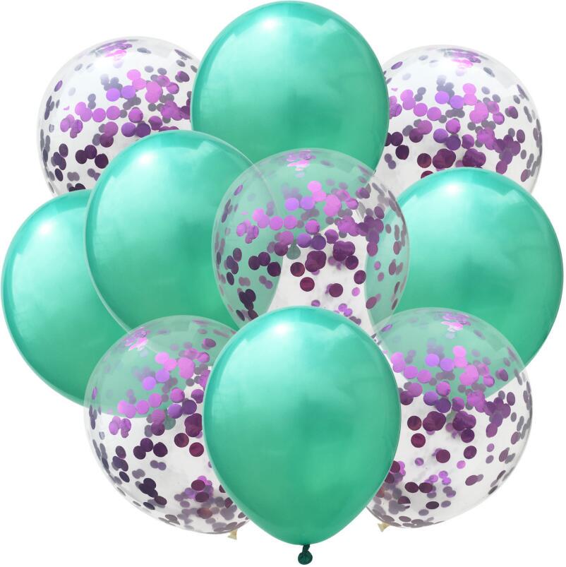 10pcs, 12 Inch, Blue Pink Gold, Confetti Latex Balloons, for Baby Shower Birthday Wedding Decorations