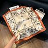 71Cm New Chinese Simulation Silk Square Scarf Soft and Skin-friendly Ink Flower Rhyme Printing Silk Scarf Neck Sunscreen Small Scarf