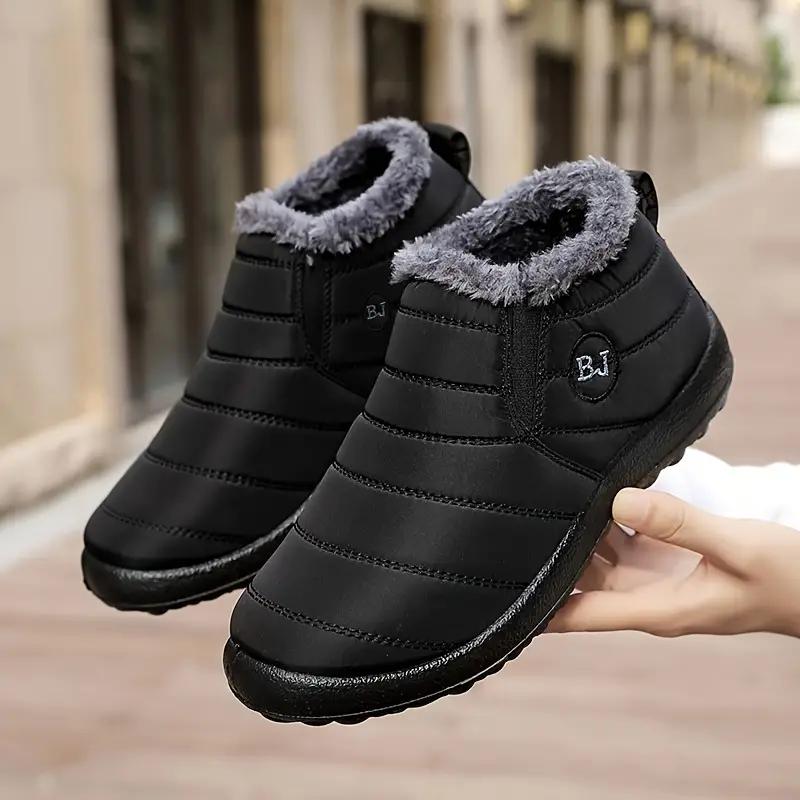 Warm Winter Boots WaterResistant Easy SlipOn Cushioned Sole Fuzzy Minimal Heel Rounded Toe Cozy Lining Insulated Comfy Ideal for Chilly Climates